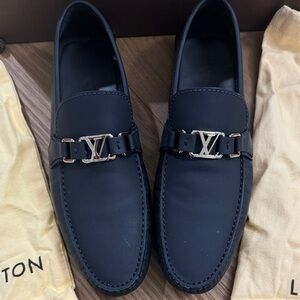 Louis Vuitton Black Leather LV Buckle Driving Loafers